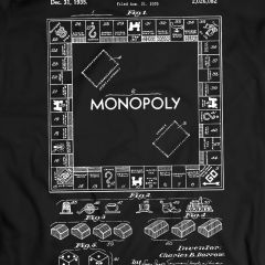 Monopoly Gioco da Tavolo Blueprint Brevetto T-Shirt
